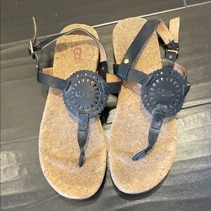 BLACK UGG WOMANS AYDEN CORK sandals